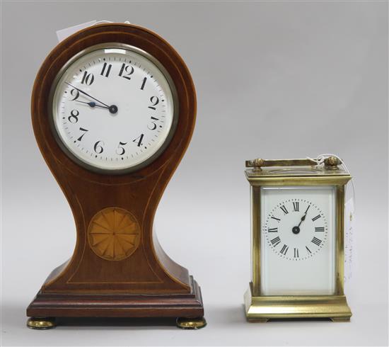 An Edwardian timepiece and a carriage timepiece